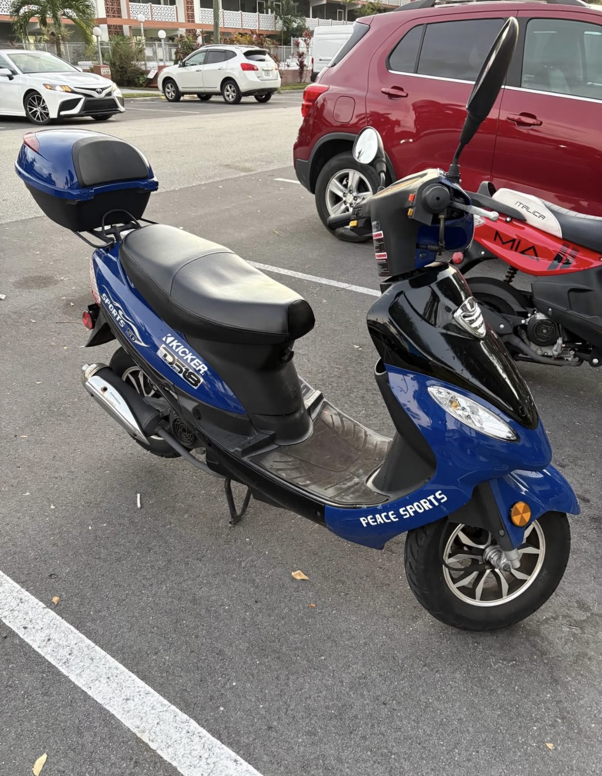 Blue moped